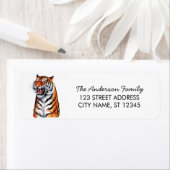 Tiger Christmas Return Address ラベル (インサイチュ)