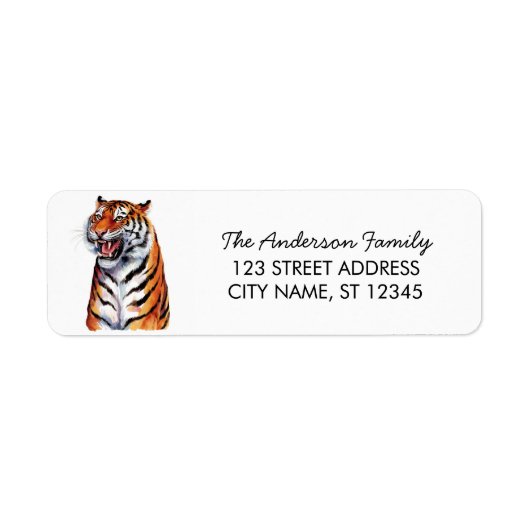 Tiger Christmas Return Address ラベル (正面)