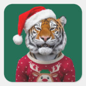Tiger Christmas Sticker スクエアシール (正面)