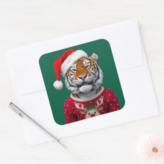 Tiger Christmas Sticker スクエアシール (封筒)