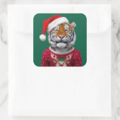 Tiger Christmas Sticker スクエアシール (バッグ)