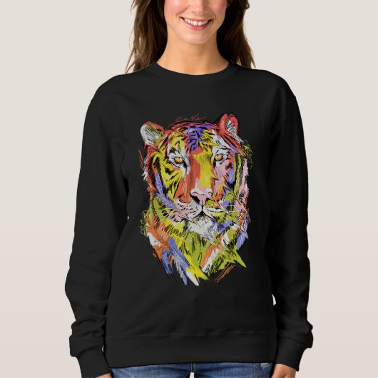 Tiger colourful animal art animal lovers スウェットシャツ (正面)