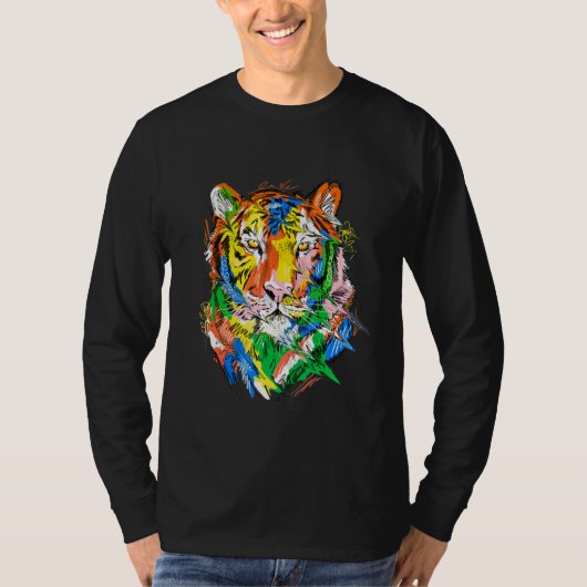 Tiger colourful animal art animal lovers tiger tシャツ (正面)