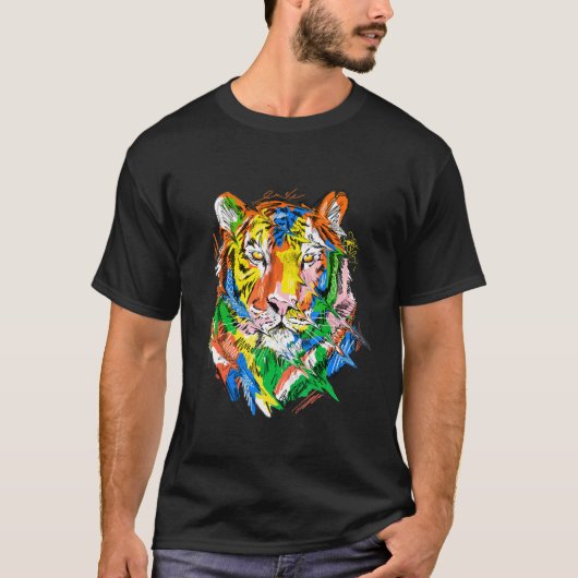 Tiger colourful animal art animal lovers tiger tシャツ (正面)