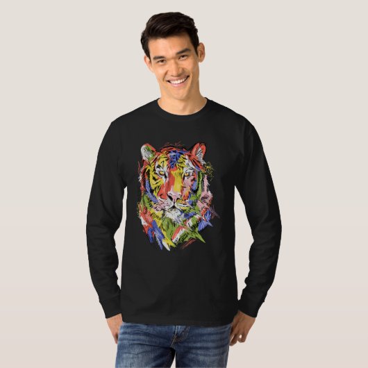 Tiger colourful art animal lovers artwork tシャツ (正面フル)