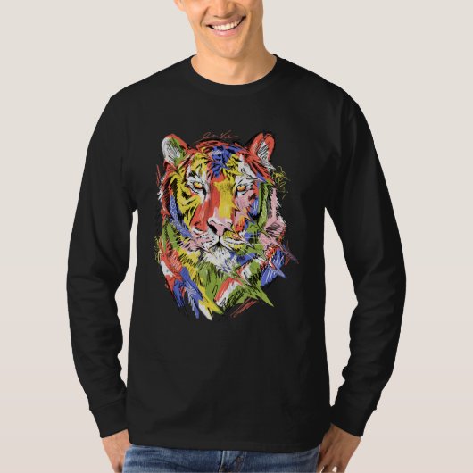 Tiger colourful art animal lovers artwork tシャツ (正面)