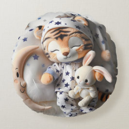 Tiger Cub with a Bunny, Collection by Natasha Us ラウンドクッション