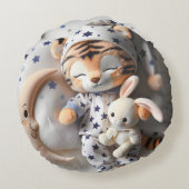Tiger Cub with a Bunny, Collection by Natasha Us ラウンドクッション (裏面)