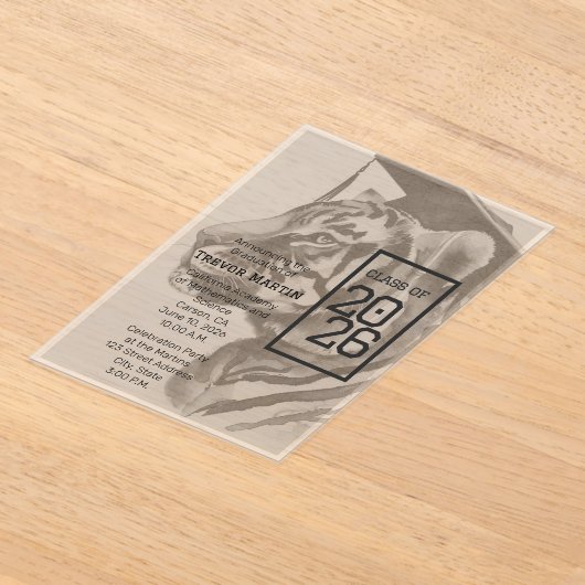 Tiger Design | Custom Graduation Invitation Cards アクリル招待状 (レイダウン)