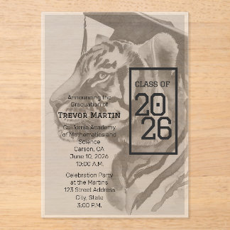Tiger Design | Custom Graduation Invitation Cards アクリル招待状