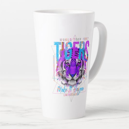 Tiger Face Art カフェラテマグ (右アングル)