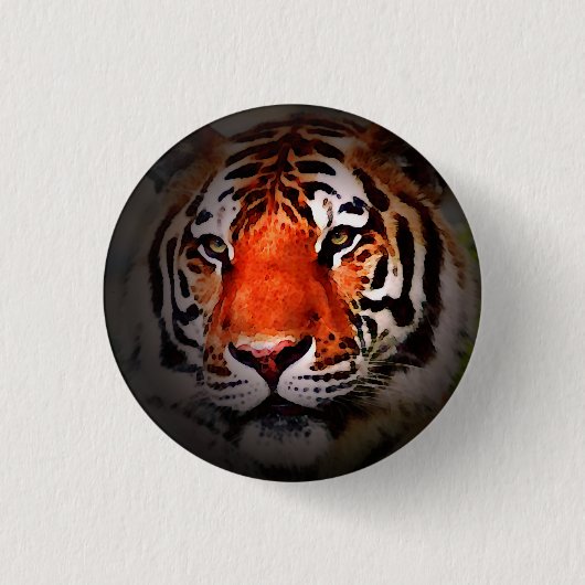 Tiger Face Motivational Artwork 缶バッジ (正面)