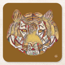 Tiger Face Square Paper Coaster スクエアペーパーコースター
