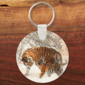 Tiger family in winter キーホルダー (正面)