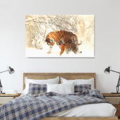 Tiger Family in Winter Landscape Canvas Print キャンバスプリント (インサイチュ (寝室))