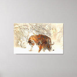 Tiger Family in Winter Landscape Canvas Print キャンバスプリント