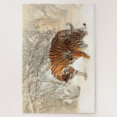 Tiger Family in Winter Landscape Jigsaw Puzzle ジグソーパズル (縦)