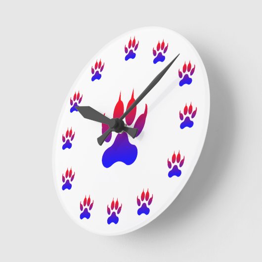 Tiger Foot Print Wall Clock ラウンド壁時計 (傾斜)