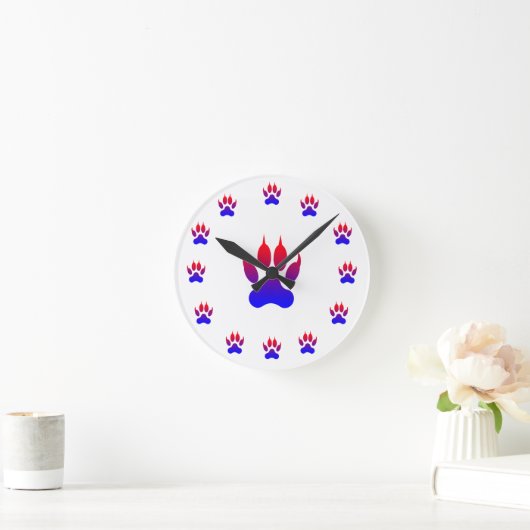 Tiger Foot Print Wall Clock ラウンド壁時計 (ホーム)