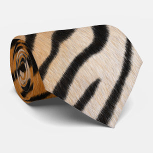 Tiger Fur Orange & Black Realistic Animal Print ネクタイ