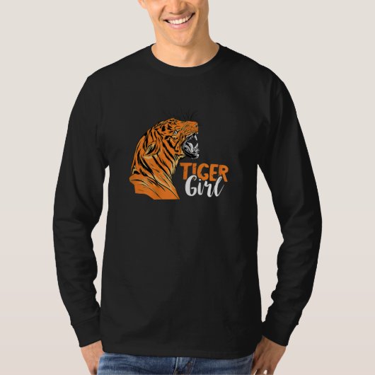 Tiger Girl Bengal Tiger Face African Safari Zookee Tシャツ (正面)