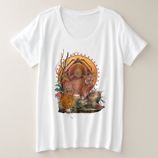 "TIGER GLORY" Malayan Tiger プラスサイズTシャツ (デザイン正面)
