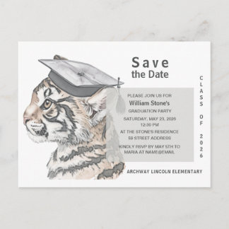 Tiger Grad | Graduation Save the Date Card インビテーションポストカード