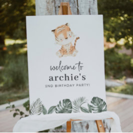 Tiger Greenery Birthday Welcome Poster ポスター