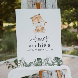 Tiger Greenery Birthday Welcome Poster ポスター