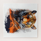 Tiger head in the jungle / Tiger Kopf im Dschungel ジグソーパズル (横)