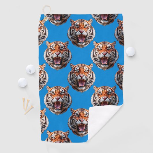 Tiger Head Pattern Design Blue  ゴルフタオル (インサイチュ)