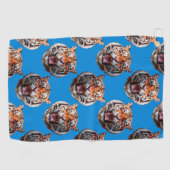 Tiger Head Pattern Design Blue  ゴルフタオル (横)