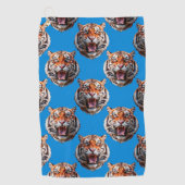 Tiger Head Pattern Design Blue  ゴルフタオル (正面)