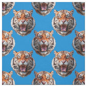 Tiger Head Pattern Design Blue  ファブリック (見本)