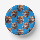 Tiger Head Pattern Design Blue  ペーパーボウル (正面)