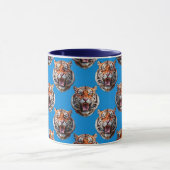 Tiger Head Pattern Design Blue  マグカップ (中央)