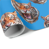 Tiger Head Pattern Design Blue  ラッピングペーパー (ロールコーナー)