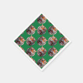 Tiger Head Pattern Design Green スタンダードカクテルナプキン (角)