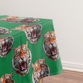Tiger Head Pattern Design Green  テーブルクロス