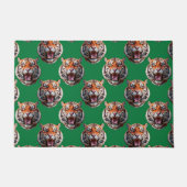 Tiger Head Pattern Design Green  ドアマット (正面)