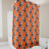 Tiger Head Pattern Design Orange  シャワーカーテン