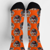 Tiger Head Pattern Design Orange  ソックス (上部)