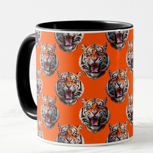 Tiger Head Pattern Design Orange マグカップ