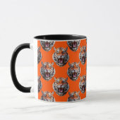 Tiger Head Pattern Design Orange マグカップ (左)