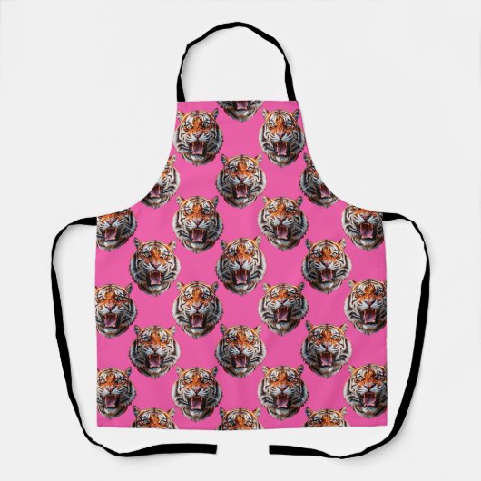 Tiger Head Pattern Design Pink エプロン (正面)