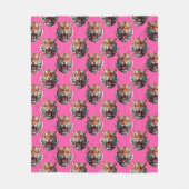 Tiger Head Pattern Design Pink フリースブランケット (正面)