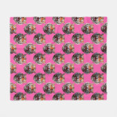 Tiger Head Pattern Design Pink フリースブランケット (正面(横))