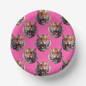 Tiger Head Pattern Design Pink ペーパーボウル (正面)