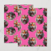 Tiger Head Pattern Design Pink ポストカード (正面/裏面)