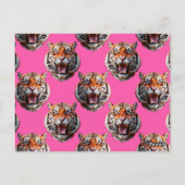Tiger Head Pattern Design Pink ポストカード (裏面)